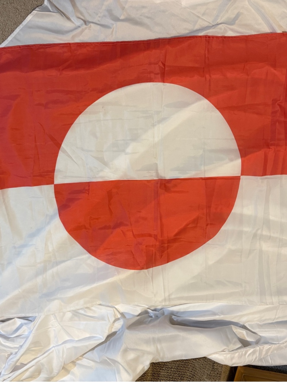 White and Red Graphic Flag or Textile